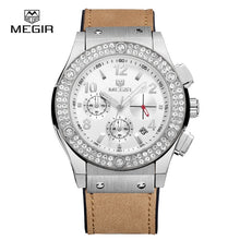 MEGIR Chronograph Women's Quartz Watch Silicone Band Crystal Watches Multi-function Date Luxury Wristwatches Lady 2034