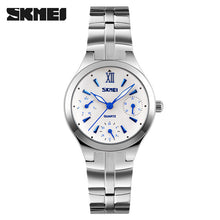 women quartz watch SKMEI brand steel watch luxury 6 hands waterproof wristwatches hot business ladies silver watch reloj mujer
