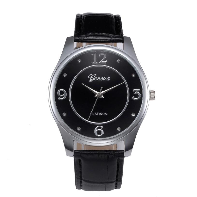 Brand New Men Leather Belt Watch Stainless Steel Dial Quartz Wrist Watch Business quartz-watch relogio masculino