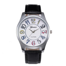 Fashion New Men Leather Belt Watch Stainless Steel Colorful Numbers Dial Quartz Wrist Watch Wristwatches Relogio Masculino