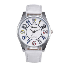 Fashion New Men Leather Belt Watch Stainless Steel Colorful Numbers Dial Quartz Wrist Watch Wristwatches Relogio Masculino