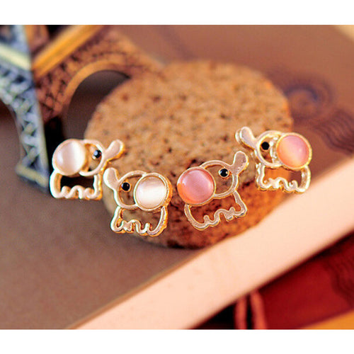 Hot Sale Cute Baby Elephant Opal Stud Earrings  Fashion Lovely Women Earrings  2