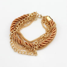 European and American Fashion Multilayer Woven Bracelet  Retro Gold Plated Women Wedding Bracelet