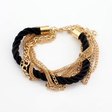 European and American Fashion Multilayer Woven Bracelet  Retro Gold Plated Women Wedding Bracelet