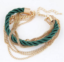 European and American Fashion Multilayer Woven Bracelet  Retro Gold Plated Women Wedding Bracelet