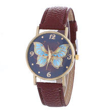 High Quality Butterfly Pattern Fashion Women Colored PU Leather clock relojes mujer dress ladies watch Business