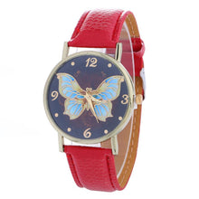 High Quality Butterfly Pattern Fashion Women Colored PU Leather clock relojes mujer dress ladies watch Business
