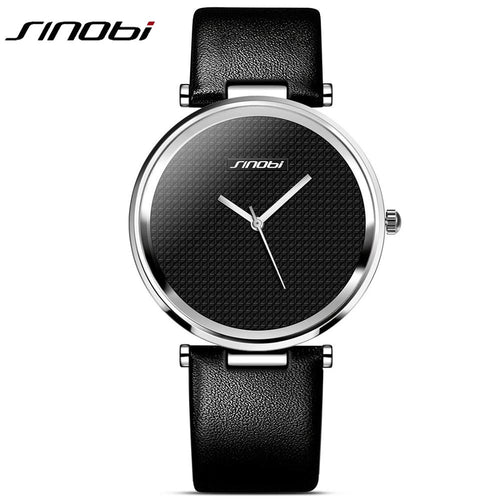 Sinobi Simple Luxury Brand Quartz Watch Women fashion Casual Rose Gold Silver Leather Ladies Wristwatch Clock Female Gift