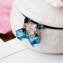 Wholesale& Retail Earings Fashion Jewelry High Quality Double Square Crystal18K Gold Plated Woman  Earring