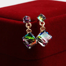 Wholesale& Retail Earings Fashion Jewelry High Quality Double Square Crystal18K Gold Plated Woman  Earring