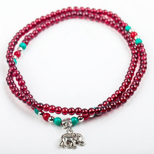 Hot Sale Garnet Beads Bracelets Vintage Folk-custom Handmade Beaded Bracelet Lucky Lock Jewelry For Women Gift