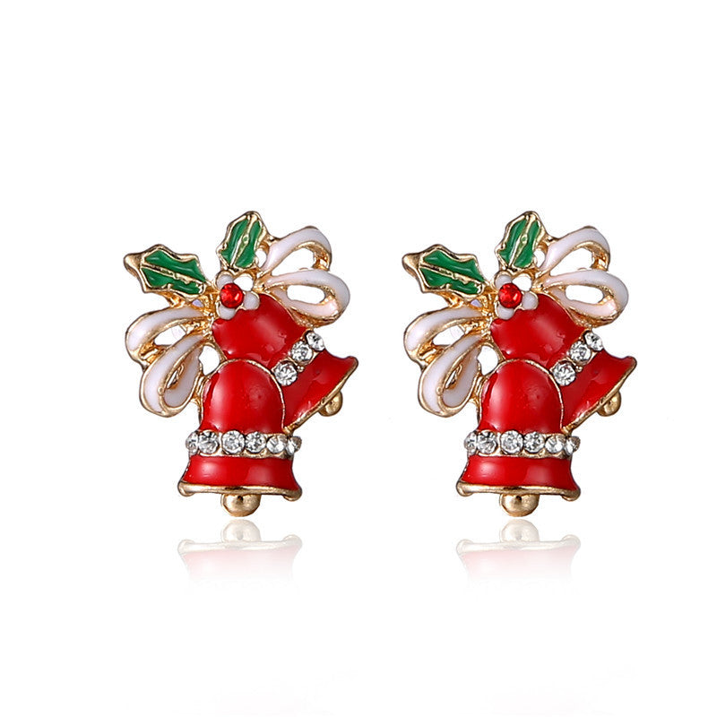 Korea Style Colorful Crystal Earrings 2016 Christmas  Lovely Bells Earring Jewelry For Girl Gift