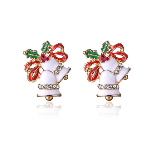 Korea Style Colorful Crystal Earrings 2016 Christmas  Lovely Bells Earring Jewelry For Girl Gift
