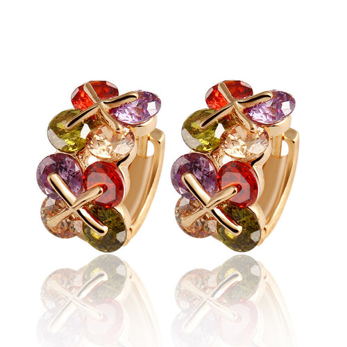 New Fashion Luxury Jewelry 18k Real Gold plated Mona Lisa Earrings For Women With Colorful AAA CZ Crystal Wedding Gift