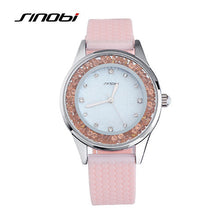 SINOBI Fashion Quartz Watches Women Diamonds Wrist Watch Silicone Watchband Top Luxury Brand Ladies Dress Clock Female New