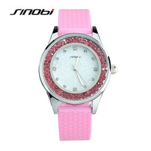 SINOBI Fashion Quartz Watches Women Diamonds Wrist Watch Silicone Watchband Top Luxury Brand Ladies Dress Clock Female New