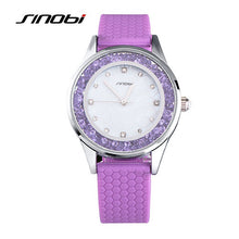 SINOBI Fashion Quartz Watches Women Diamonds Wrist Watch Silicone Watchband Top Luxury Brand Ladies Dress Clock Female New