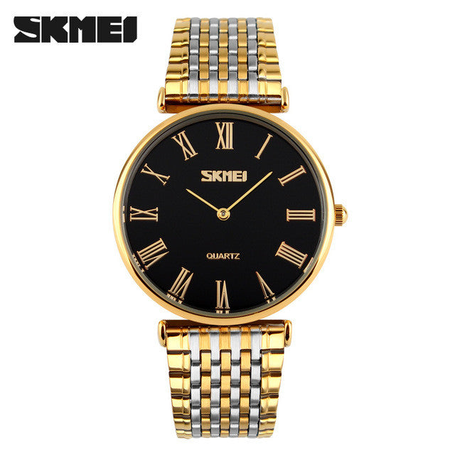 SKMEI 2016 New china Brand Men woman lover's luxury Watches analog quartz watch 50M waterproof  raman dial stainless steel band