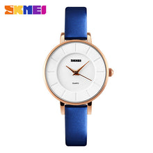 SKMEI fashion casual women quartz watches leather strap luxury brand ladies watches gold case 30M water resistant reloj mujer