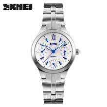 women quartz watch SKMEI brand steel watch luxury 6 hands waterproof wristwatches hot business ladies silver watch reloj mujer