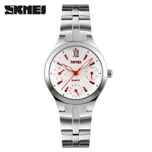 women quartz watch SKMEI brand steel watch luxury 6 hands waterproof wristwatches hot business ladies silver watch reloj mujer