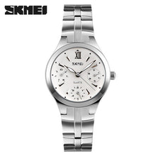 women quartz watch SKMEI brand steel watch luxury 6 hands waterproof wristwatches hot business ladies silver watch reloj mujer