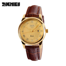 SKMEI Brand Luxury Lovers Quartz Watch Fashion Casual Watches 30m Waterproof Leather For Men Women Dress Wristwatches 9058