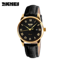 SKMEI Brand Luxury Lovers Quartz Watch Fashion Casual Watches 30m Waterproof Leather For Men Women Dress Wristwatches 9058