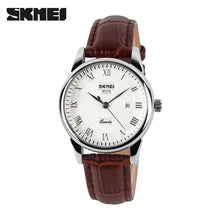 SKMEI Brand Luxury Lovers Quartz Watch Fashion Casual Watches 30m Waterproof Leather For Men Women Dress Wristwatches 9058
