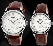 New SKMEI Lover's Watches Luxury Brand Quartz Watch For Men Women Fashion Casual Leather Dress Wristwatches Gold Black 2PCS