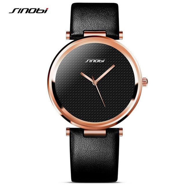 Sinobi Simple Luxury Brand Quartz Watch Women fashion Casual Rose Gold Silver Leather Ladies Wristwatch Clock Female Gift