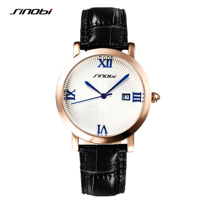 SINOBI Street Style Unisex Quartz Watches Women Leather band Top Luxury Brand Female Wristwatch Japan Clock female Ladies 2017