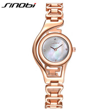 SINOBI New Casual Bracelet Quartz Watch Women Luxury Brand Stainless steel Wristwatch Ladies Clock female Rose Gold/ Silver