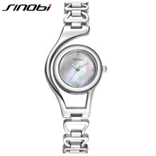SINOBI New Casual Bracelet Quartz Watch Women Luxury Brand Stainless steel Wristwatch Ladies Clock female Rose Gold/ Silver