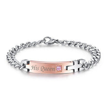Drop Shipping Unique Gift for Lover "His Queen""Her King " Couple Bracelets Stainless Steel Bracelets For Women Men Jewelry