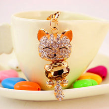 LNRRABC Cat Women Bag Keychain Holder Gold Color Rhinestone Women Handbag Charm Metal Key Chains Key Rings Pendant llaveros