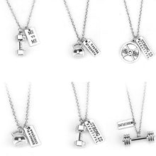 Fitness Gym necklace dumbbell necklace Pendant Jewelry Bodybuilding Necklaces Men Women Sport Kettlebell Barbell Dumbbell Gift