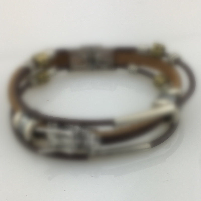 B004 Dragon cool men bracelet brown leather rope jewelry