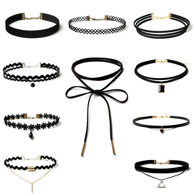 Best Deal New Fashion 1 Set Choker Necklace Black Velvet Classic Gothic Tattoo Lace Chain Collar Necklaces For Women Jewelry