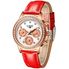 2016 LIGE Luxury Brand Women's Fashion Casual Leather Quartz Watch Ladies Diamond Dress Watches Relogio Feminino