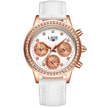 2016 LIGE Luxury Brand Women's Fashion Casual Leather Quartz Watch Ladies Diamond Dress Watches Relogio Feminino