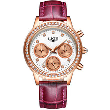 2016 LIGE Luxury Brand Women's Fashion Casual Leather Quartz Watch Ladies Diamond Dress Watches Relogio Feminino