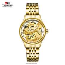 TEVISE Women Luxury Automatic Mechanical Stainless Steel Gold Eagle Watches Skeleton Self Wind Lady Wristwatches with box 9006