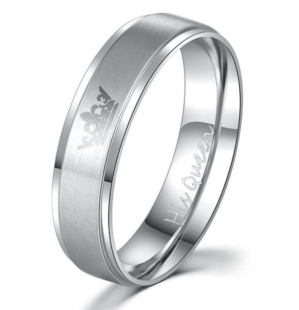 316L stainless steel HIS QUEEN and HER KING couple rings for lovers