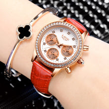 LIGE Luxury Brand Women's Fashion Casual Leather Quartz Watch Ladies Diamond Dress Watches Multi-function Relogio Feminino 2017
