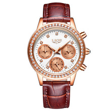 LIGE Luxury Brand Women's Fashion Casual Leather Quartz Watch Ladies Diamond Dress Watches Multi-function Relogio Feminino 2017