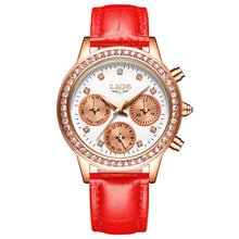 LIGE Luxury Brand Women's Fashion Casual Leather Quartz Watch Ladies Diamond Dress Watches Multi-function Relogio Feminino 2017