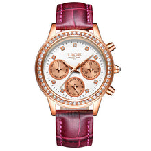LIGE Luxury Brand Women's Fashion Casual Leather Quartz Watch Ladies Diamond Dress Watches Multi-function Relogio Feminino 2017